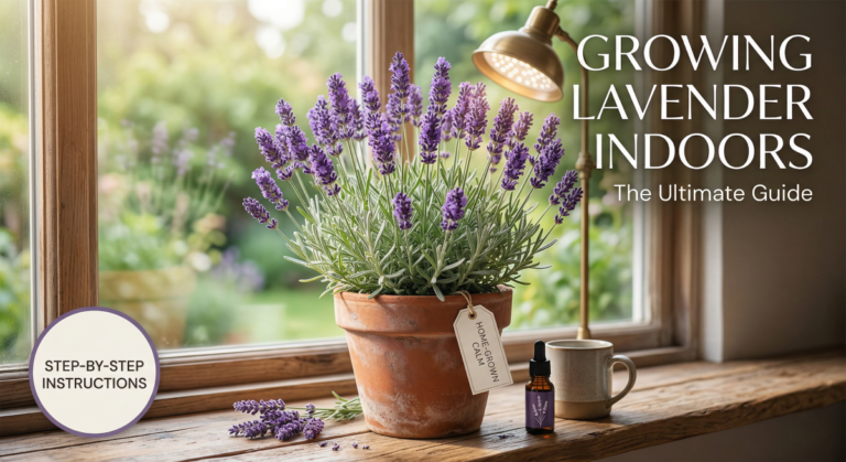 A potted plant of lavender grown indoors